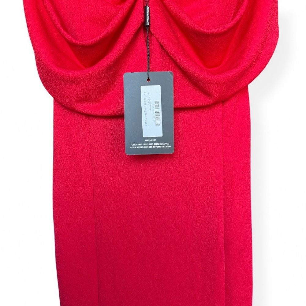 NWT Pretty Little Thing Strapless Off Shoulder Red Bodycon Midi Dress XS - Picture 8 of 11